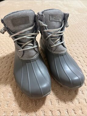 Sperry Gray Waterproof Lace-Up Duck Boots